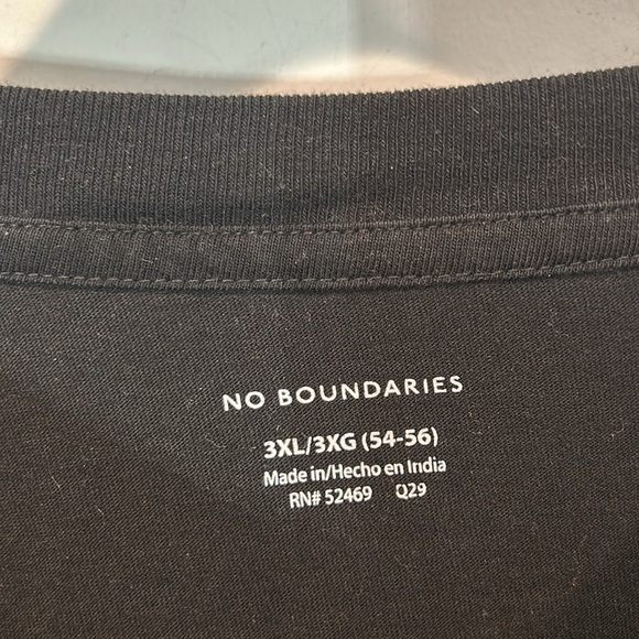No boundaries plus size 3X long sleeve classic T-shirt chest pocket solid black - Picture 3 of 4